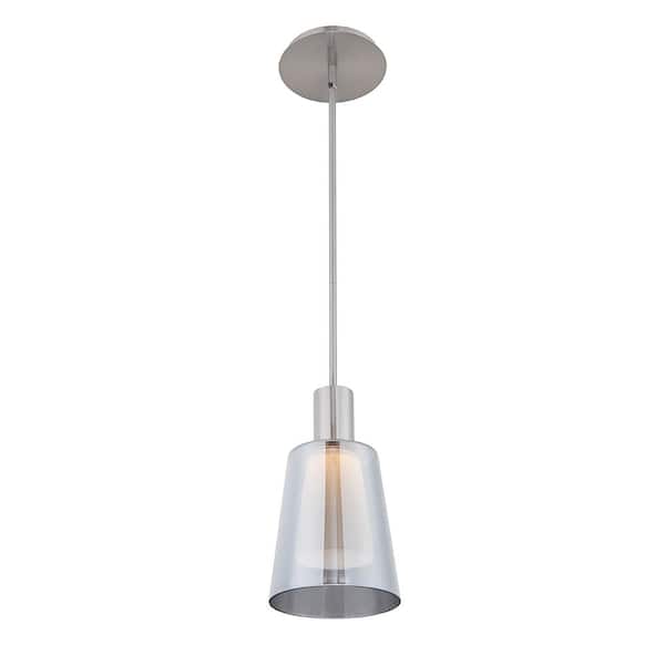 WAC Lighting Chic 6 in. 60-Watt Equivalent Integrated LED Brushed Nickel Pendant with Glass Shade