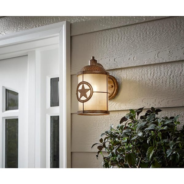 Lone Star 9.62 in. 1-Light Desert Sands Outdoor Wall Lantern Sconce