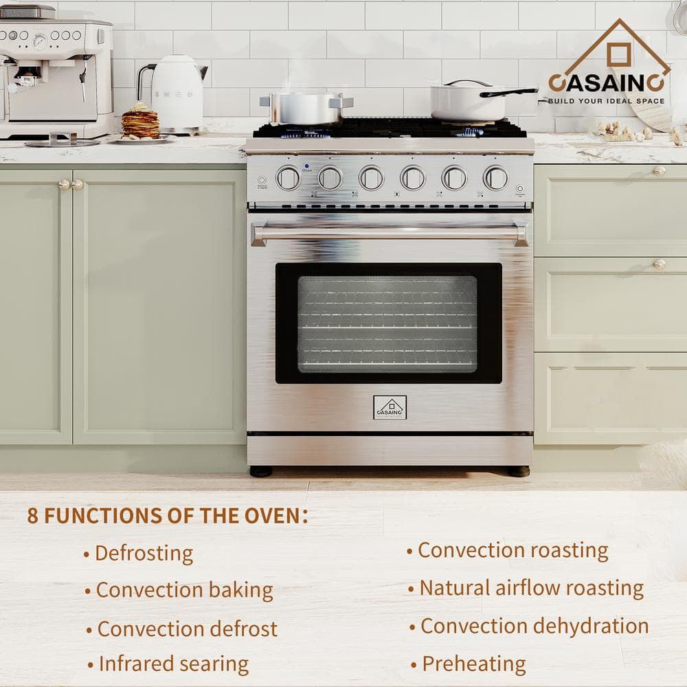 CASAINC 30" Stainless Steel Freestanding Convection Gas Range
