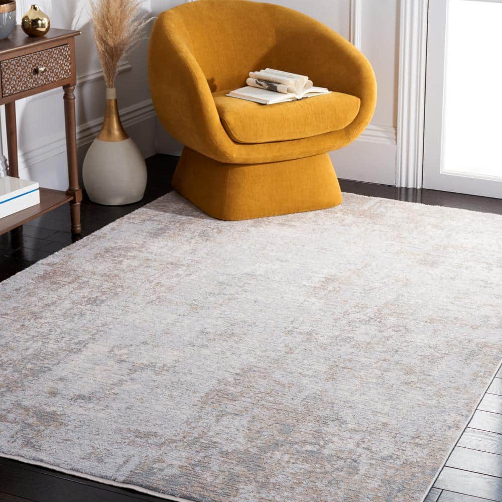 Marmara Gray and Beige Viscose Runner Rug, 2' x 8'