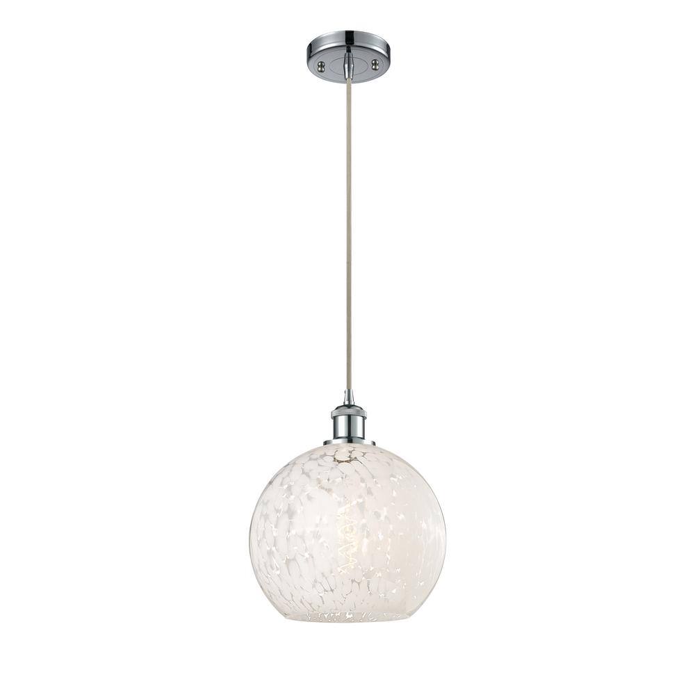 White Mouchette 100-Watt 1-Light Polished Chrome Standard Mini Pendant Light with Painted Glass Shade, No Bulbs Included price history on PriceWatchPro