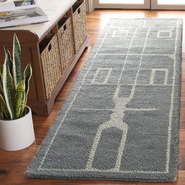Fifth Avenue 2 ft. x 8 ft. Gray/Ivory Abstract Geometric Runner Rug