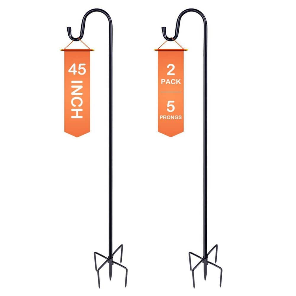 45 in. Adjustable Black Metal Shepherd Hooks with 5-Prong Base, Heavy Duty Garden Plant Hangers for Outdoor (2-Count) price history on PriceWatchPro