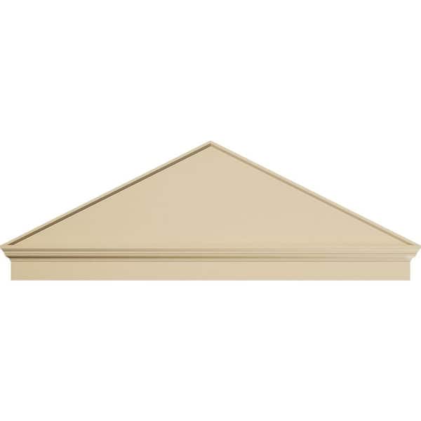 Ekena Millwork 68 in. W x 23-7/8 in. H x 2-3/4 in. P (Pitch 6/12) Peaked Cap Smooth Signature Urethane Combination Pediment, Primed Tan