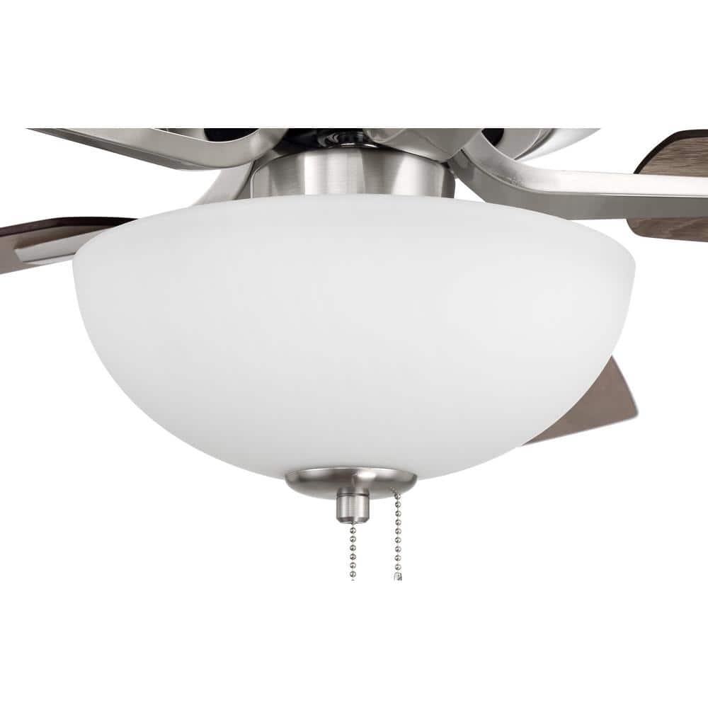 Brushed Polished Nickel 52" Ceiling Fan with Frosted Glass Bowl Light