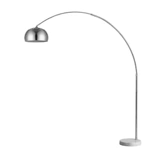 Mid 1-Light Brushed Nickel Adjustable Arc Floor Lamp With Metal Shade (73 in.)
