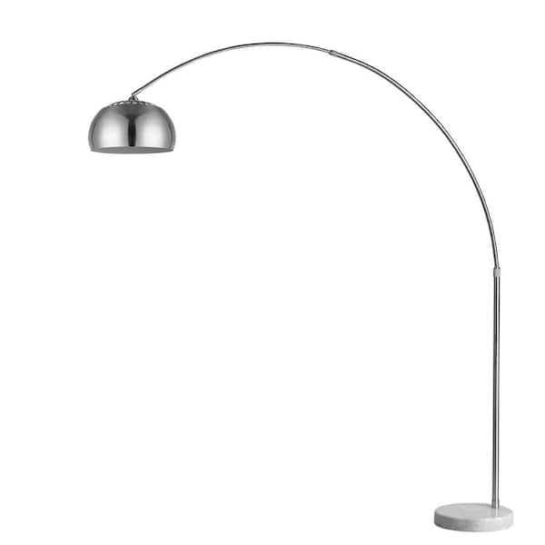 Trend Lighting Mid 1-Light Brushed Nickel Adjustable Arc Floor Lamp With Metal Shade (73 in.)