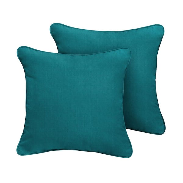 SORRA HOME Sunbrella Spectrum Peacock Outdoor Corded Throw Pillows (2 ...