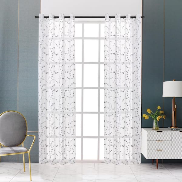 Lyndale Decor Joy Sheer Curtain 52in.Wx95in.L in Silver