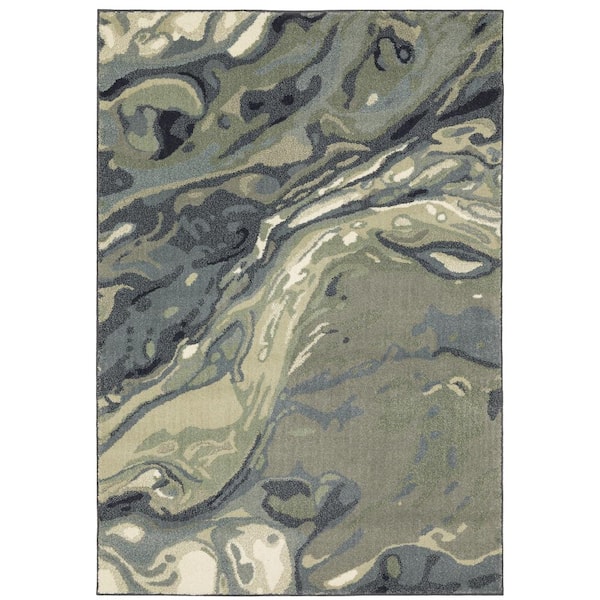 AVERLEY HOME Sienna Blue/Green 10 ft. x 13 ft. Industrial Abstract Polyproyplene Indoor Area Rug
