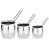 Korkmaz Tombik 3 Piece Stainless Steel Turkish Coffee Pot Set in Silver