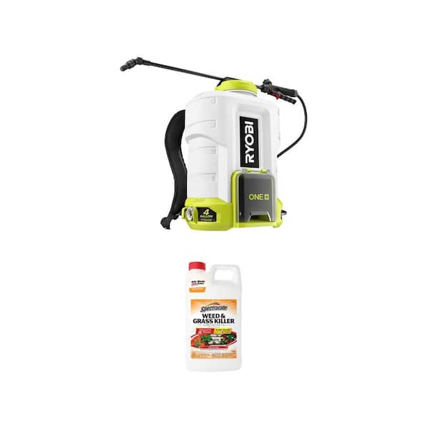 ONE+ 18V Cordless 4 Gal. Backpack Chemical Sprayer with 2.0 Ah Battery and 64 oz. Weed and Grass Killer Concentrate