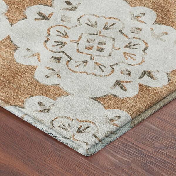 Mayfield Premium Machine Washable Abstract AMF2352 Copper 8 ft. x 10 ft. Area Rug