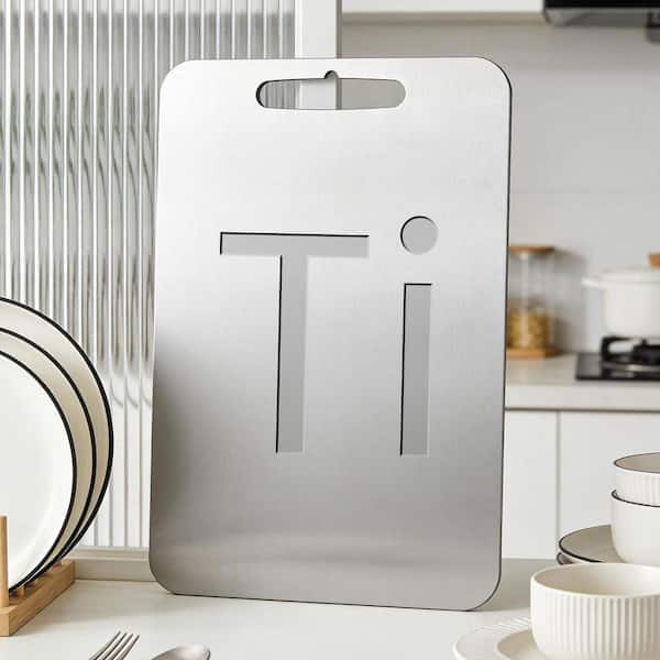 13.8 in. x 9.4 in. Reversible Titanium Cutting Board Antimicrobial and Mold-Resistant Non-Slip Easy to Clean Food-Safe
