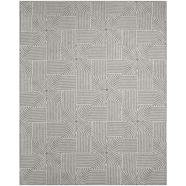 Nourison Textured Home Charcoal Ivory 8 ft. x 10 ft. Geometric Contemporary Area Rug