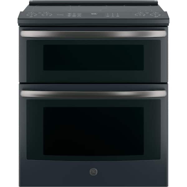 GE Profile 6.6 cu. ft. Smart Slide-In Double Oven Electric Range with Self-Cleaning Convectin in Black Slate
