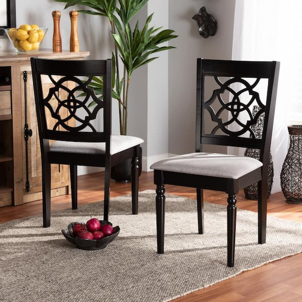 Renaud Grey and Dark Brown Dining chair (Set of 2)