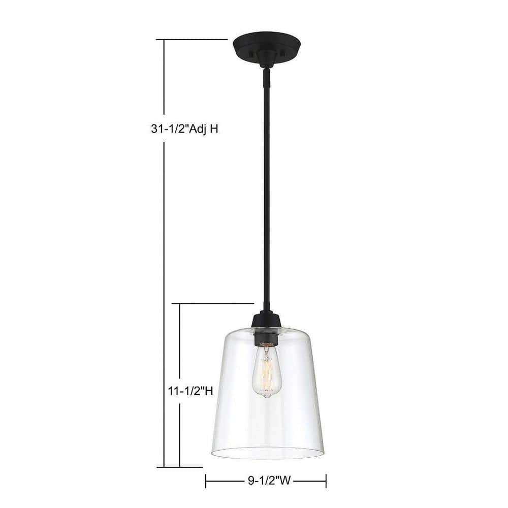 Templeton Matte Black Pendant Light with Clear Glass Shade