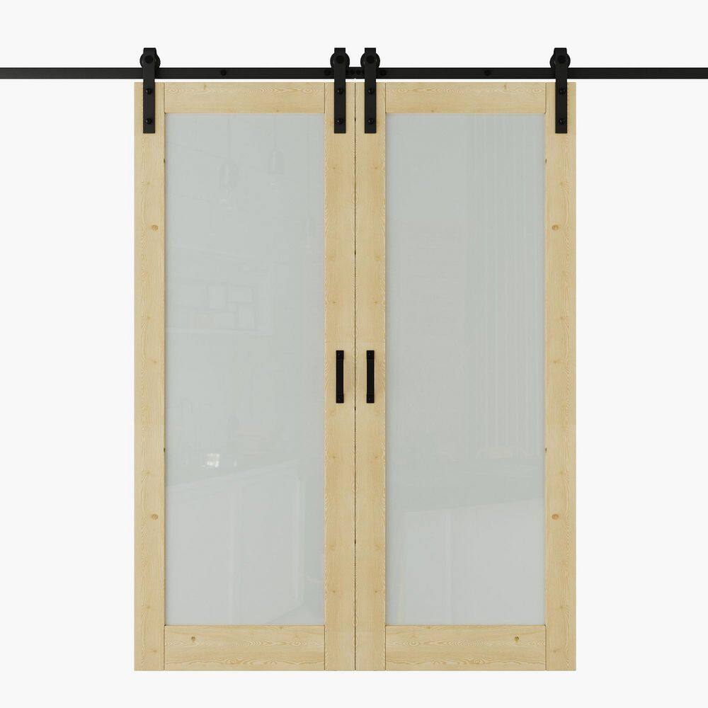 60 in. x 80 in. 1-Lite Frosted Glass Unfinished Primed MDF Sliding Barn Door with Hardware Kit and Pantry Sticker price history on PriceWatchPro