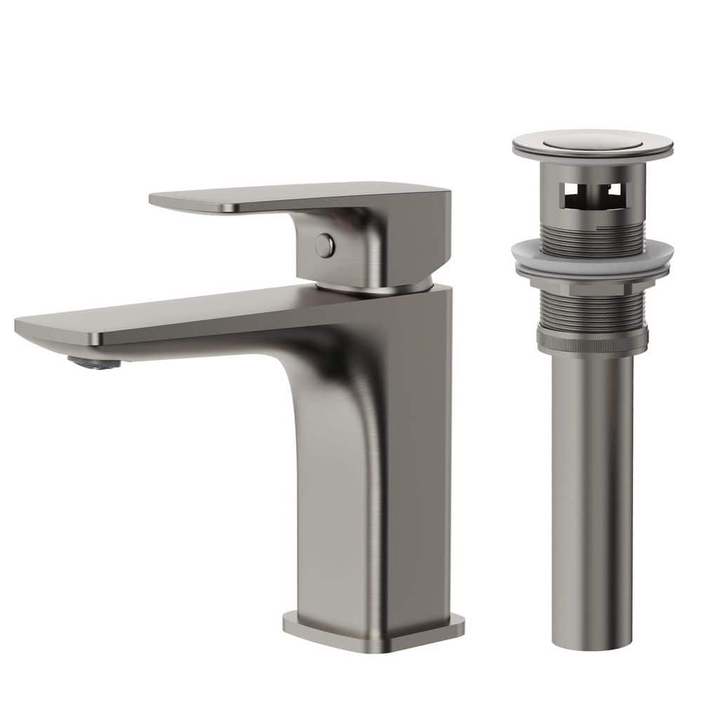 6.5 in. Height 1 Handle Single Hole Bathroom Sink Faucet Modern Brass Vanity Faucet in Brushed Nickel with Drain price history on PriceWatchPro
