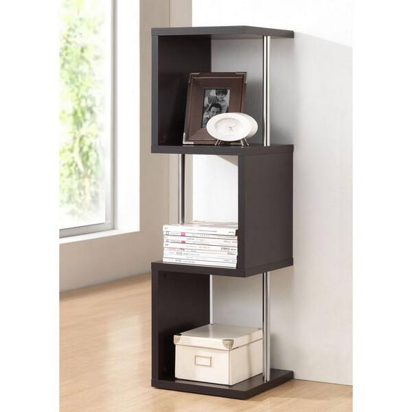 Baxton Studio Lindy Modern 13.9 in. x 13.9 in. 3-Shelf Display in Dark Brown Wood Finish