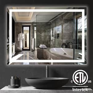 42 in. W x 30 in. H Large Rectangular Frameless LED Light with Anti-Fog Wall Mounted Bathroom Vanity Mirror