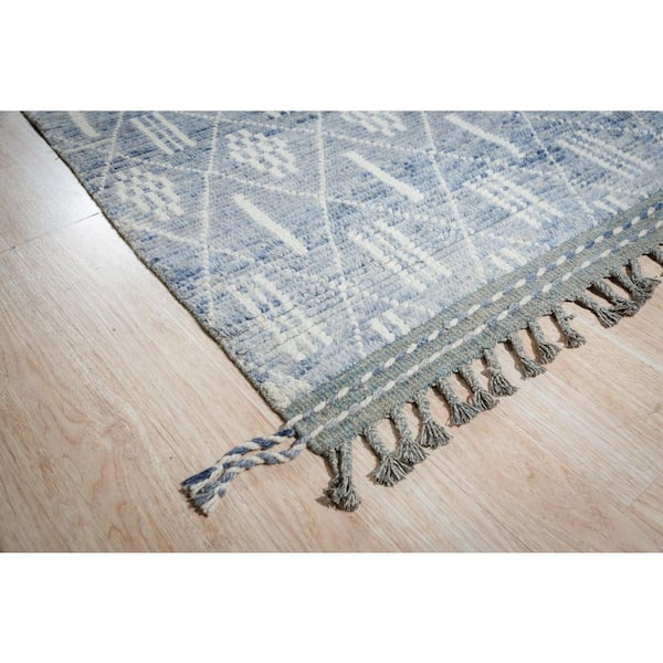 Blue Hand-Knotted Wool Contemporary Marrakech Handspun, Elegant and Durable Rug for Enhance, 8 ft. x 11 ft. Area Rug