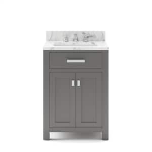 24 in. W x 21 in. D x 34 in. H Vanity in Cashmere Grey with Marble Vanity Top in Carrara White