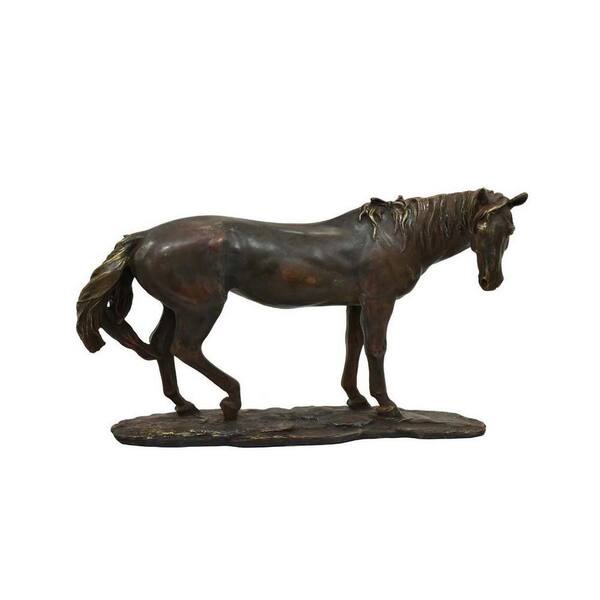Benjara Refi Gold and Dark Brown Resin Horse Statuette Figurine