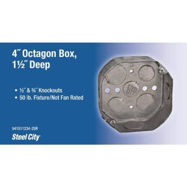 Steel City 4 in. 15.8 cu. In. Octagon Ceiling Box 541511234