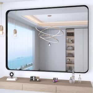 48 in. W x 36 in. H Large Rectangular Framed Wall Mounted Bathroom Vanity Mirror in Black