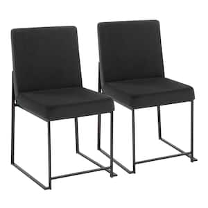 Fuji Black Velvet and Black Steel High Back Dining Side Chair (Set of 2)