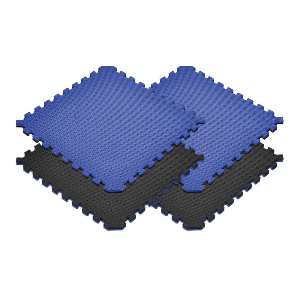 Norsk Dazzling Blue/Black 24 in. x 24 in. EVA Foam Truly Reversible Sport MMA Interlocking Tile (24-Tile)