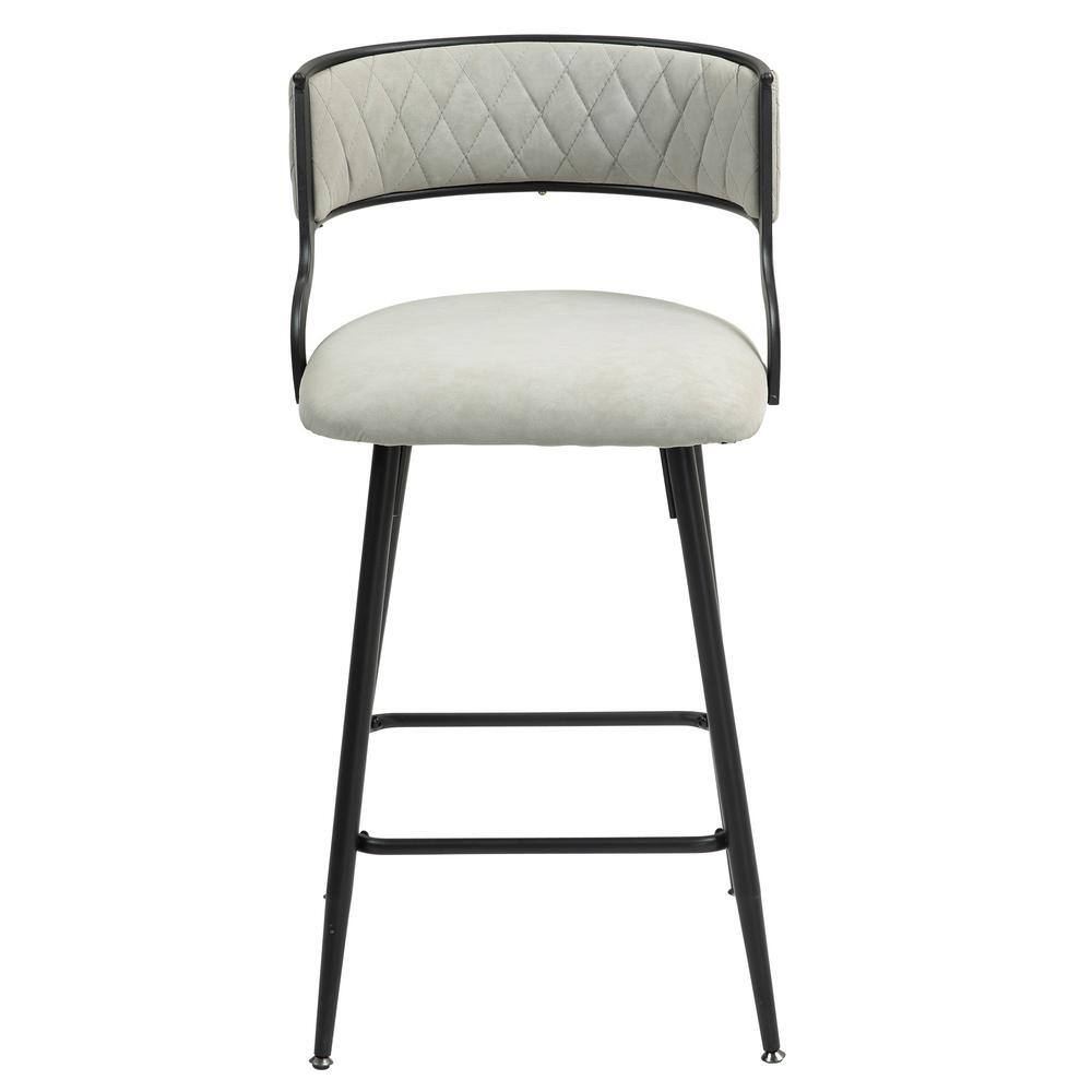 Black Metal Outdoor Bar Stool with Beige Cushions, Black Powder Coating Bas