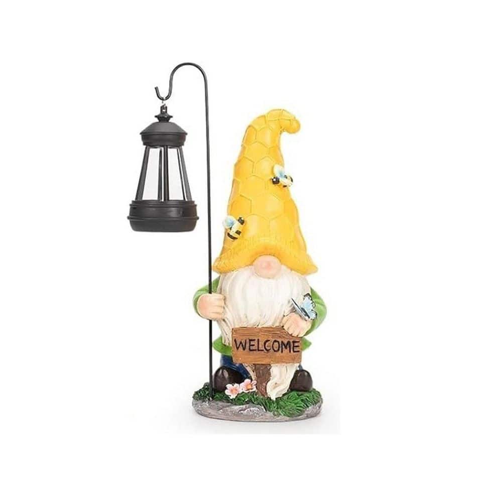 6 in. x 13 in. Yellow Resin Waterproof Solar Gnomes Garden Statue 6 in. x 13 in. Yellow Resin Waterproof Solar Gnomes Garden Statue