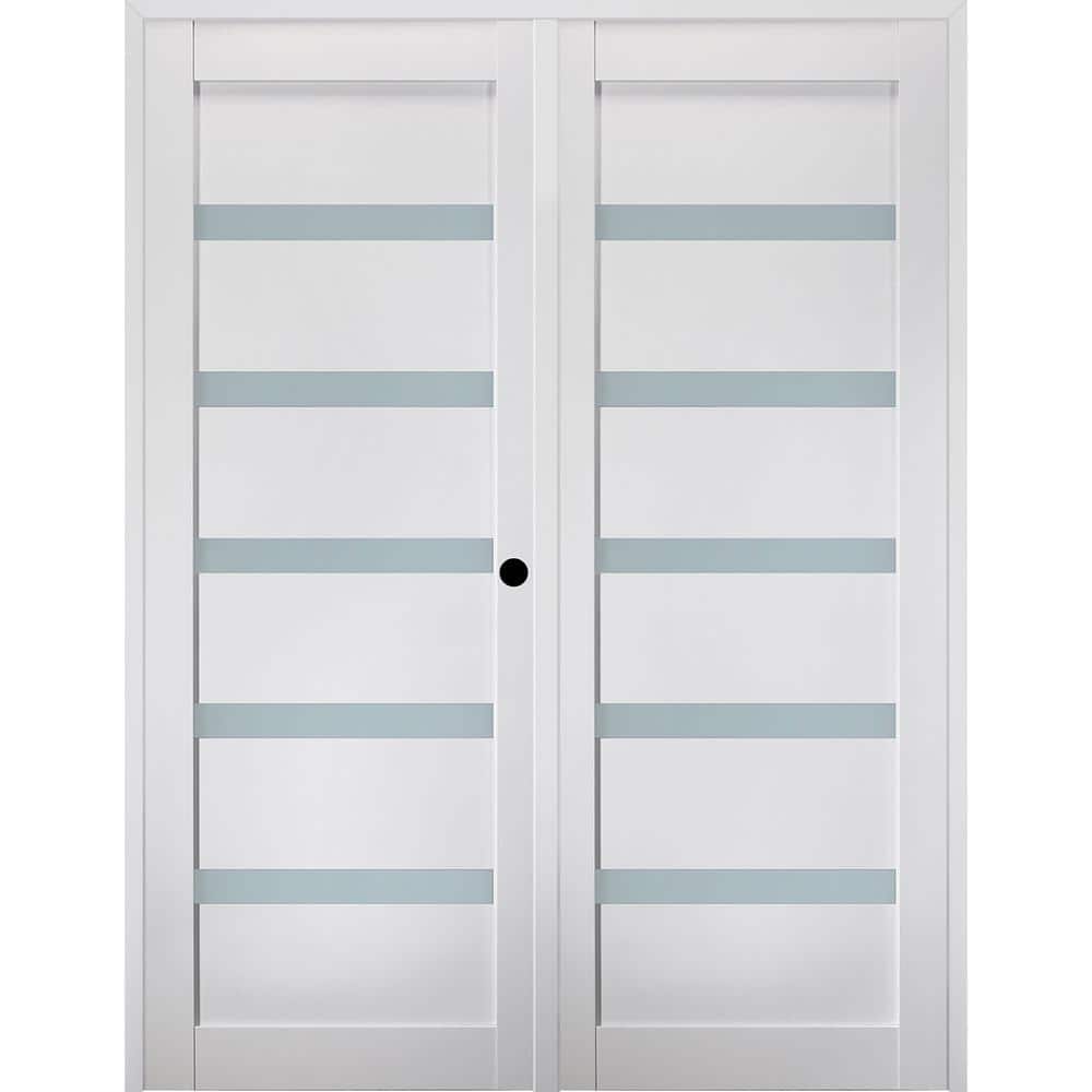 "Leora 72""x 95.25"" Left Hand Active 7-Lite Frosted Glass Bianco Noble Finished Wood Composite Double Prehung French Door" price history on PriceWatchPro