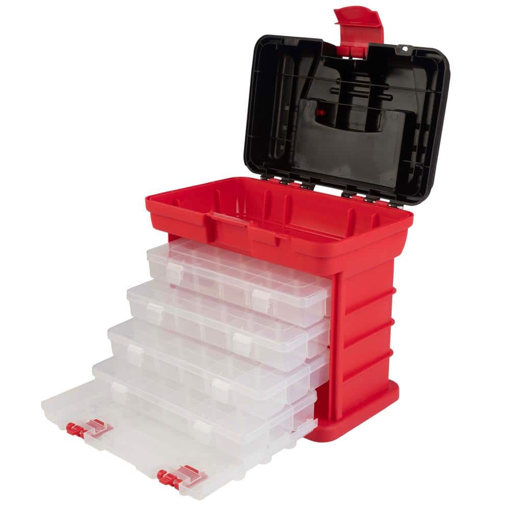 in. - or Home Red Plastic Hardware The - and Parts 4-Drawer Black Crafts Portable Depot 75-TS2000 7 Box Small Tool Organizer W Stalwart for