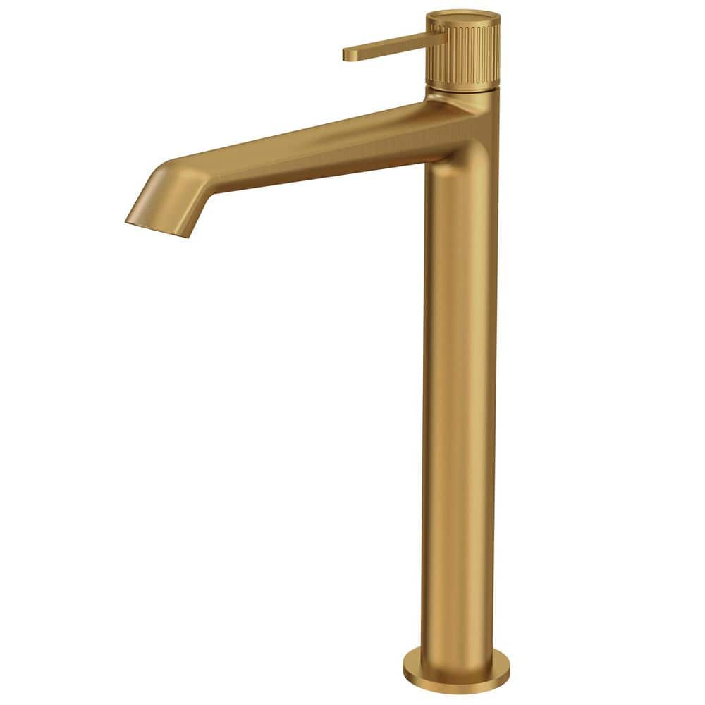 12.8 in. H Mid-Arc Single Handle Single Hole Vessel Sink Faucet, Spot-Resist with Pop Up Drain Included in Brushed Gold price history on PriceWatchPro