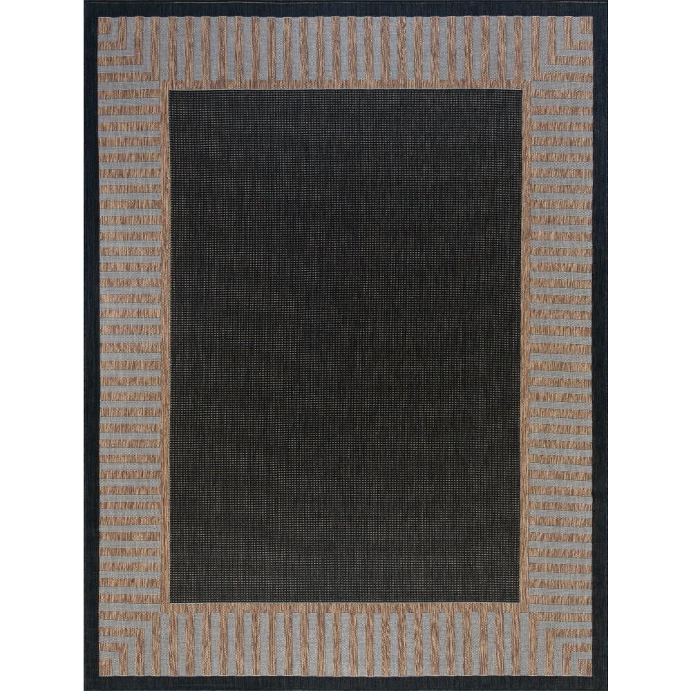 Striped Border Rug Tayse Rugs Eco Striped Border Gold 4 ft. x 6 ft. Indoor/Outdoor Area ...