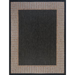 Eco Striped Border Gold 4 ft. x 6 ft. Indoor/Outdoor Area Rug