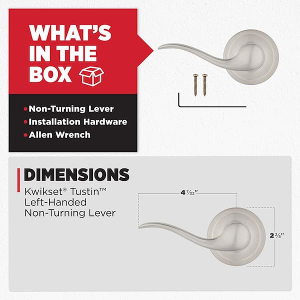 Kwikset Tustin Satin Nickel Left-Handed Half-Dummy Door Handle