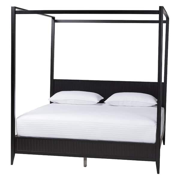 Primrose Black Wood Frame King Size Canopy Bed