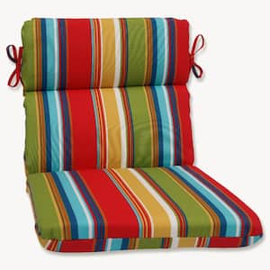 Stripe Outdoor/Indoor 21 in W x 3 in H Deep Seat, 1-Piece Chair Cushion with Round Corners in Red/Blue Westport