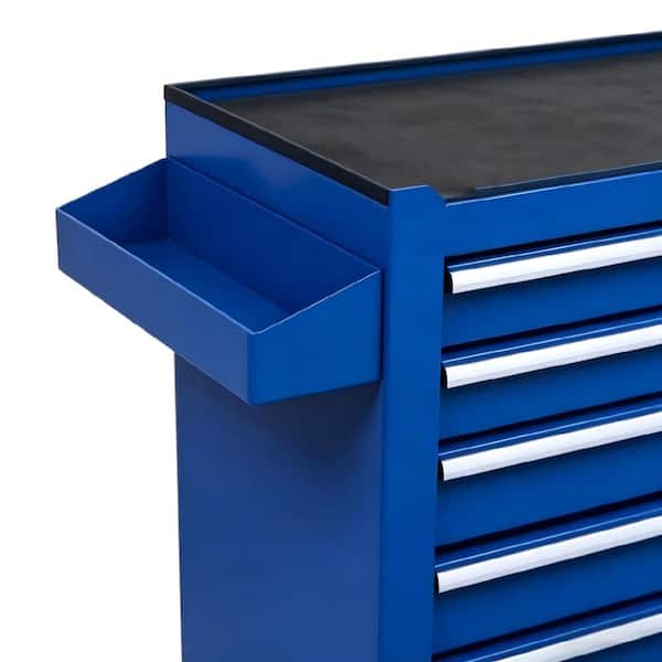 Damodpoy Blue 7-Drawer Rolling Tool Cart with Foldable Side Tray