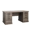 SAUDER Aspen Post 65.118 in. Pebble Pine 6-Drawer Executive Desk with ...