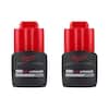 Milwaukee M12 12V Lithium-Ion CP High Output 2.5 Ah Battery (2-Pack) 48-11-2425-48-11-2425