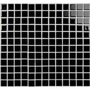 Modern Design Styles Design Black Square Mosaic 3 in. x 3 in. Glossy Glass Wall Floor and Pool Tile Sample