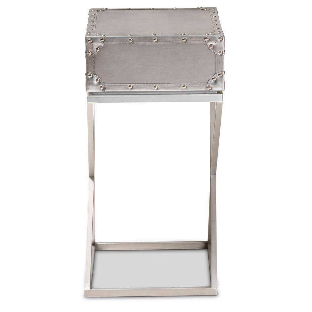 William Silver Metal 1-Drawer Industrial Nightstand