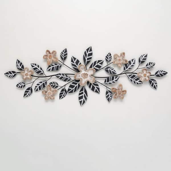 SULLIVANS 40.25 in. x 15 in. Metal, Wood Flower Wall Art