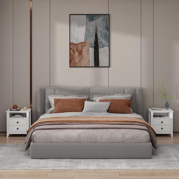 FUFU&GAGA White Wooden Nightstand, Sidetable, End Table with